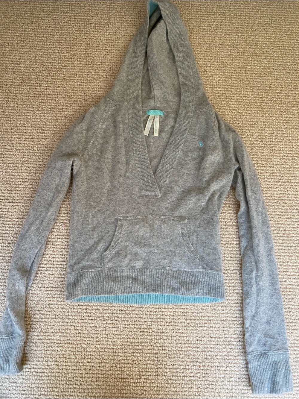 Vintage Abercrombie & Fitch gray cashmere Knit hooded Sweater